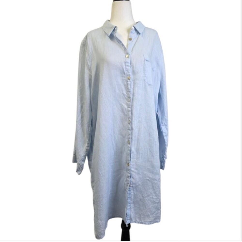 Monoprix Linen Shirt knee  length long sleeves  dress